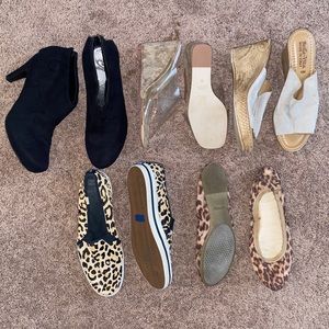 5 different brand shoes, sandals and boots